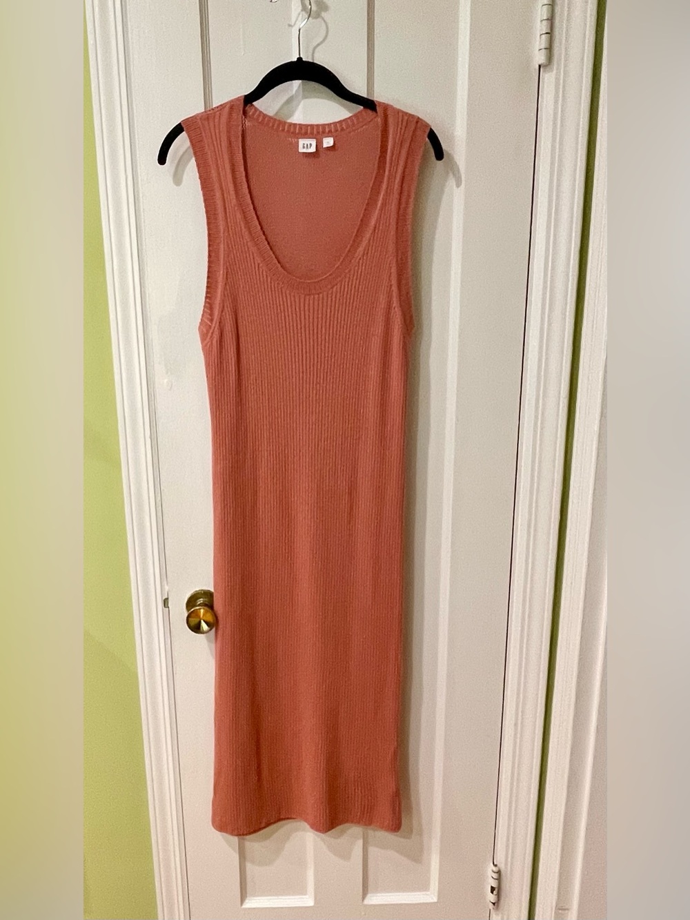 GAP | Sleeveless ribbed knit dress in “desert sand”, size XL